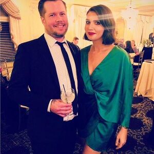 Deep teal asymmetrical backless mini dress